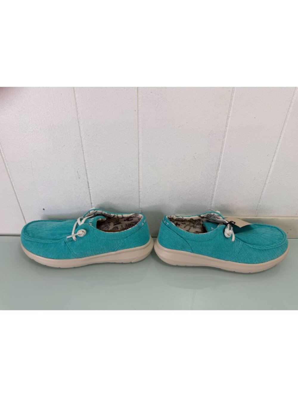 New Ariat Hilo Turquoise Corduroy Shoes Womens Size 8 Loafers Slip On NWT - Picture 6 of 10
